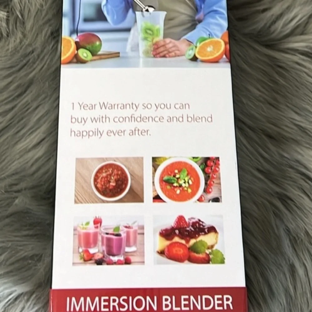 NIB Brookstone 500W Immersion Blender Stainless Steel Blades